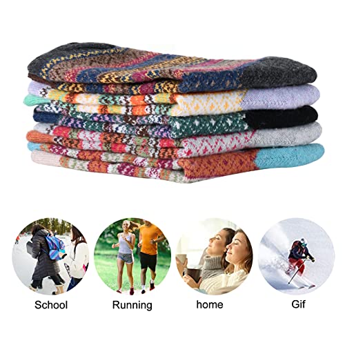 Image of YANGYANG 5 Pairs Winter Warm Thick Crew Knit Socks for Women, Christmas Gifts, Stocking Stuffers