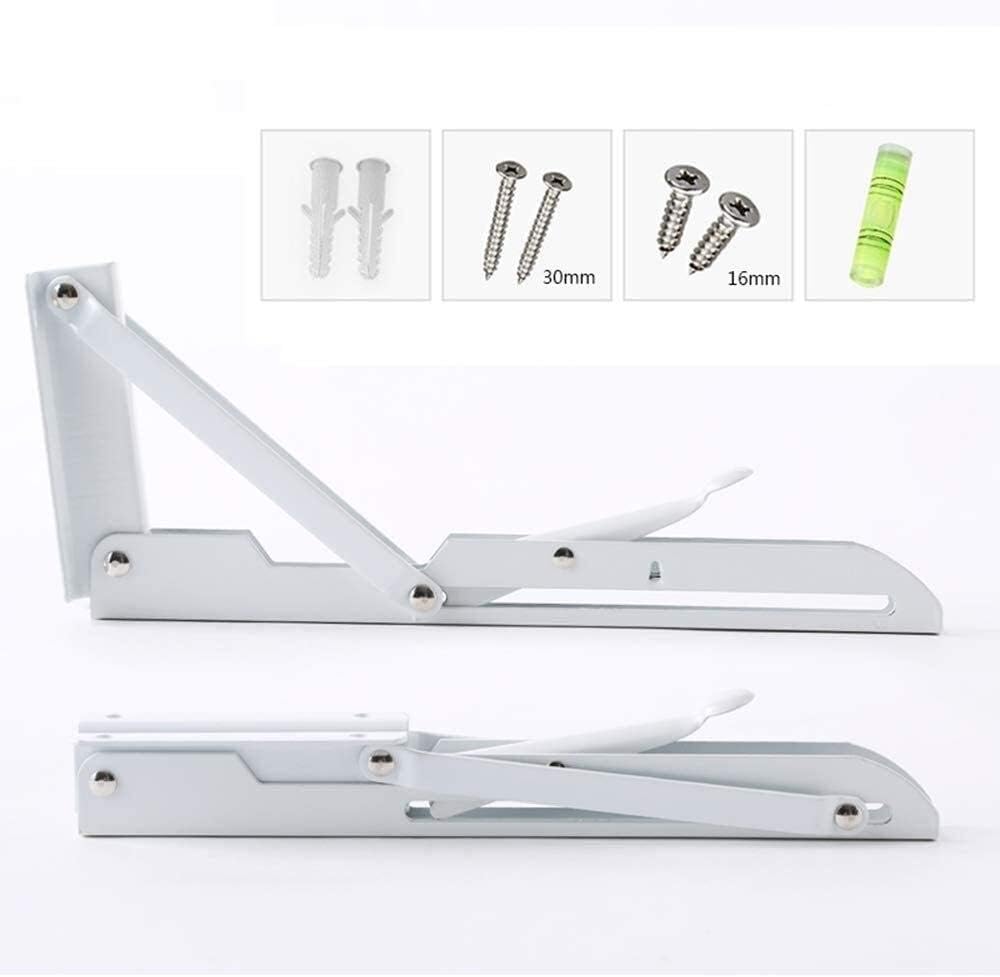 Floating Shelf Brackets Heavy Duty Metal 2 PCS Metal White Folding Shelf Brackets Heavy Duty Workbench Shelving Bracket, Wall Mounted Space Saving DIY Shelves, Max Load:150lb (Size : 10inch(25cm))