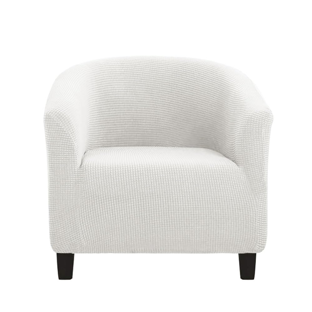 YeGang Tub Chair Covers 1 Piece, Bucket Chair Covers High Stretch Club Chair Covers Soft Armchair Slipcovers for Dining Living Room Office Reception (White)