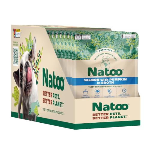 Image of NATOO Dog Food Topper, Salmon with Pumpkin, Case of 20, 3 oz Each | For Picky Eaters, Wet Meal Topper for Dry Food, For Dogs & Puppies, Limited Ingredient, Dog Treat