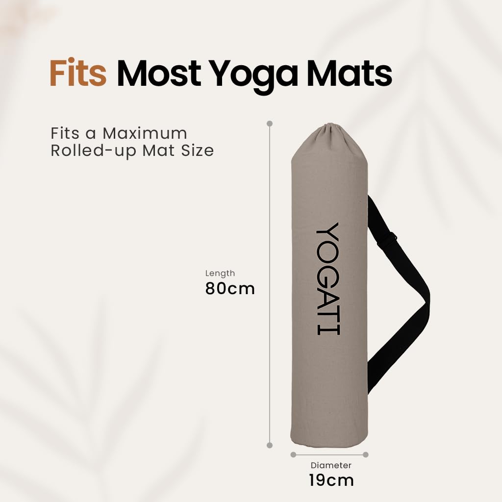 YOGATI® Torba na matę do jogi, duże torby na matę do jogi z syntetycznej bawełny, dla kobiet i mężczyzn, z regulowanym paskiem, idealne do pilatesu i maty do ćwiczeń, 19 x 80 cm, torba na matę do jogi