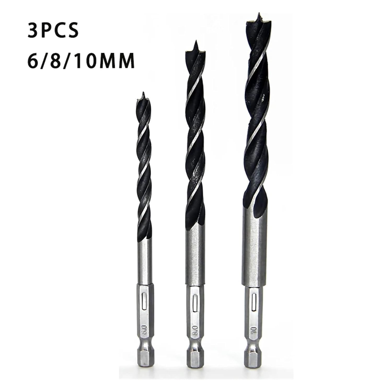 3pc 7mm Quick Change Metal Tools 1/4" Hex Shank Wood HCS Drill Bit Set Round Handle DWBPGVUN