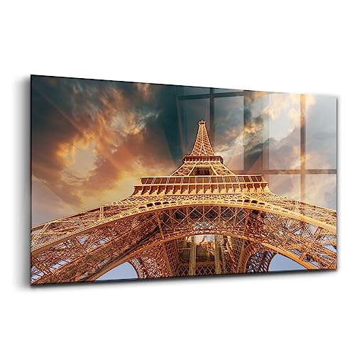 Peinture sur verre Tour Eiffel pour salon lumineux et grand format mural moderne