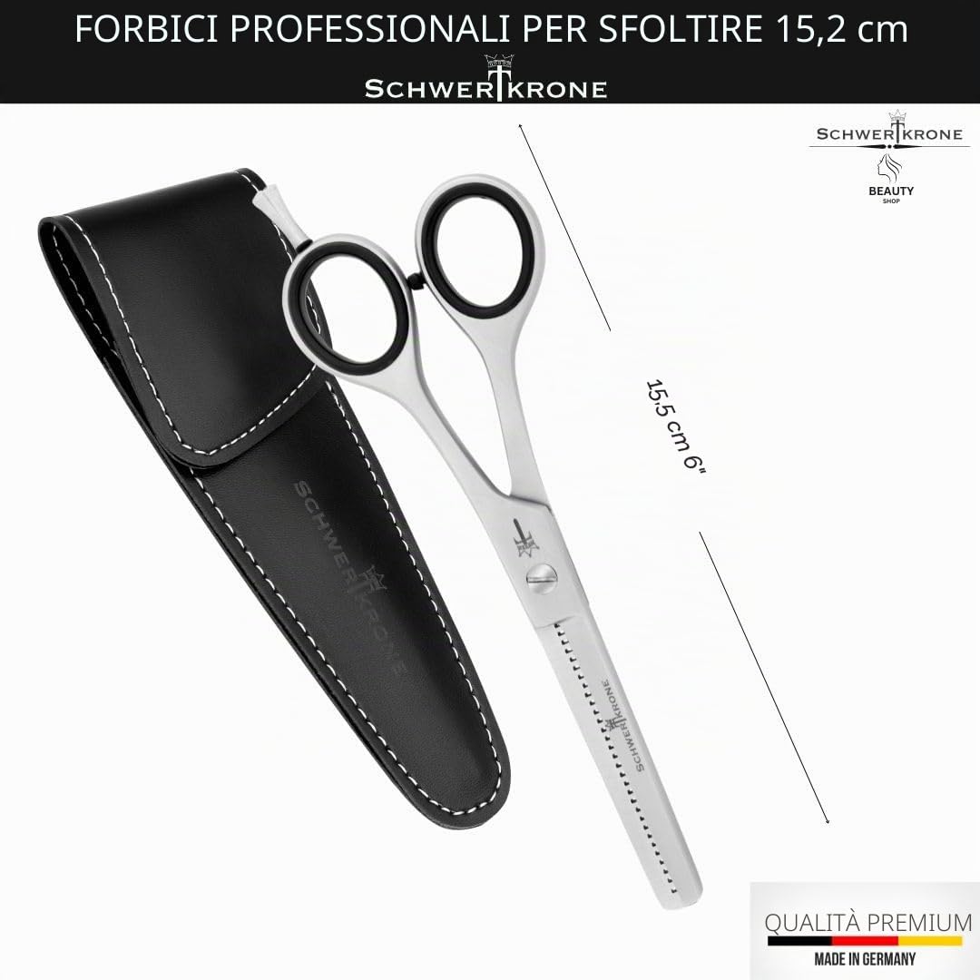 SCHWERTKRONE® Forbici da Modellazione in Acciaio Inox [Made in Germany] - Forbici Professionali per Parrucchiere e Taglio Capelli