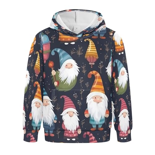 Kids Hoodies Sweaters Christmas Gnome Dwarfs Hooded Sweatshirts with Big Pockets for Boys Girls B0400002