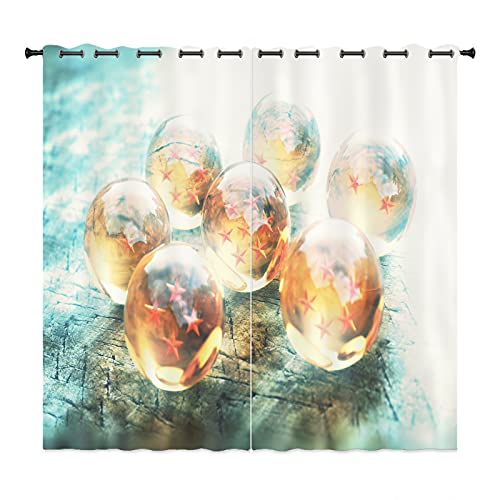 Fgolphd Anime Dragon Balles - Cortinas opacas con diseño de dibujos animados Super Saiyan con ojales, juego de 2 unidades, para dormitorio, habitación de los niños (5,100 x 140 cm) Cover