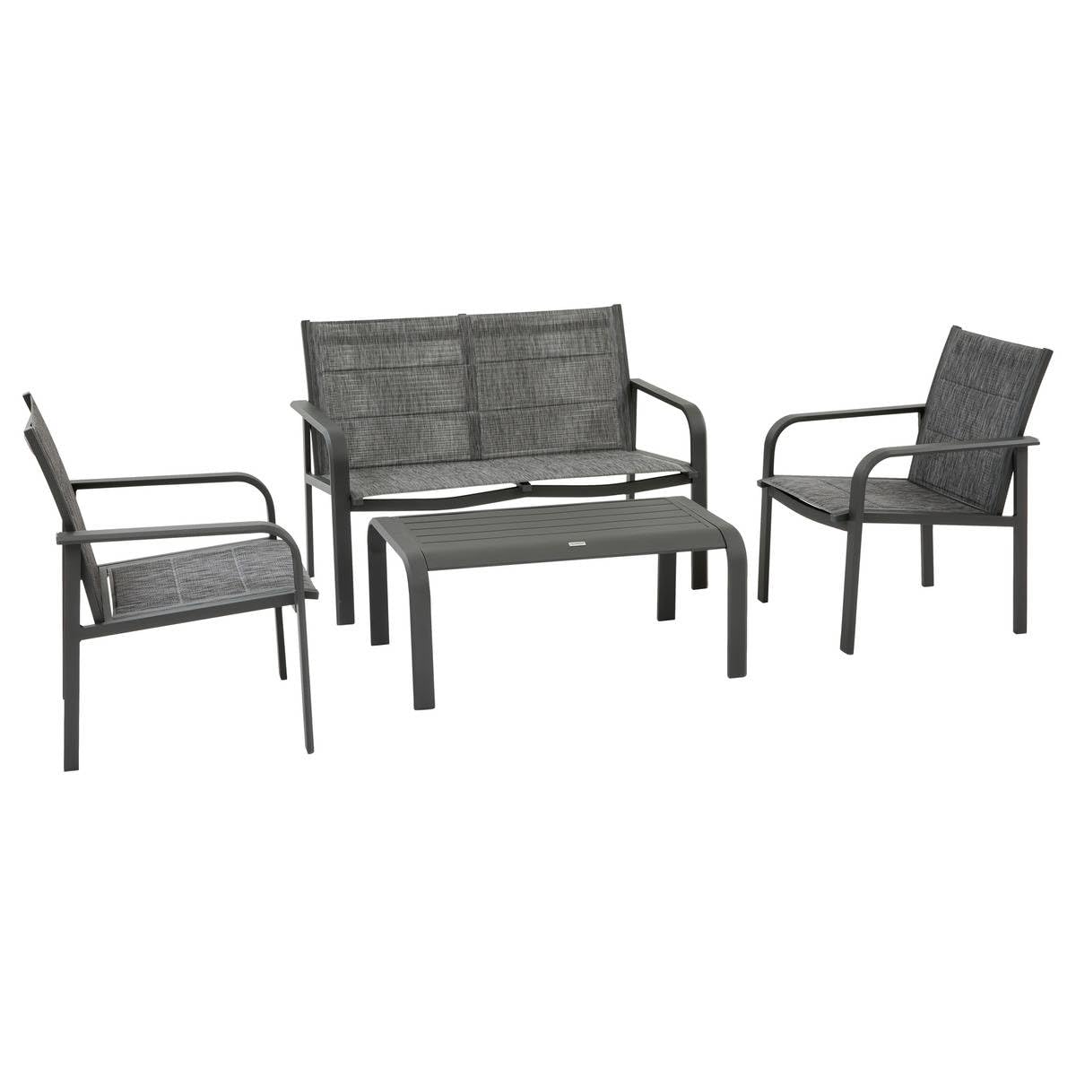 Hespéride - Salon de Jardin Piazza 4 Places Gris Graphite