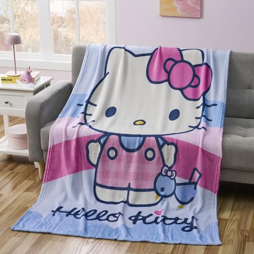 Hello Kitty Character Throw Blanket – Soft and Cozy 46” x 60” Micro Raschel Blanket – Lightweight Plush Ultra Soft Throw for Boys & Girls