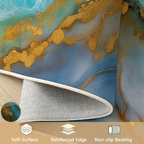 Tapis lavable en machine bleu 80x150cm solution sol glissant - 5