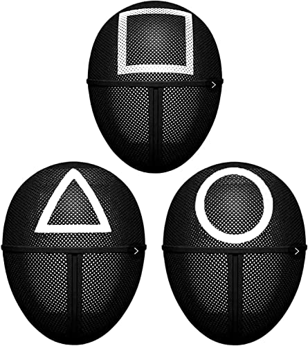 Giant 2021 Squid Korean Games Halloween Face Mask/Cover Costume, Cosplay Prop for Adults and Kids, Red Survival Jumpsuit Accessory for Men and Women, Helmet for Soldier (Circle+Triangle+Square)