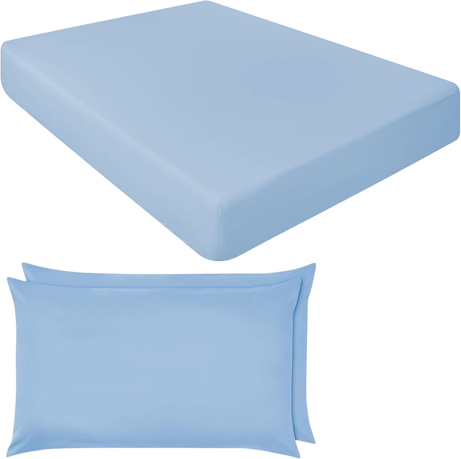 Extra Deep Fitted Sheets 16"/40CM Deep Luxury Percale in 15 Colours (Sky Blue, Super King + Pillowcase Pair) โ image 1