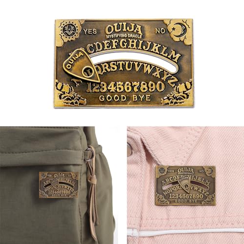 Image of Unique Metal Badge Ouijas Board Brooch Stylish Lapel Pin Metal Emblems Accessory for Music Lovers Divination Jewelry, Bronze