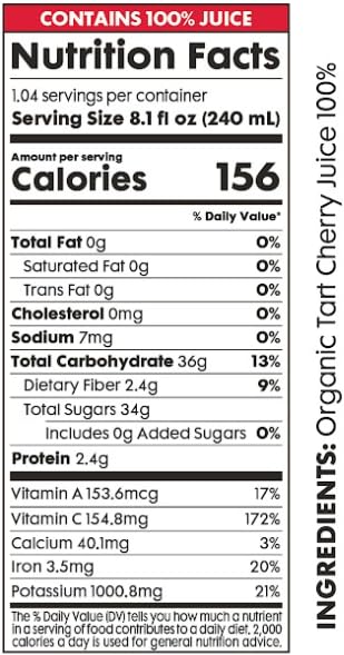 Image of Pomona Organic Pure Tart Cherry Juice, Cold Pressed, Non-GMO, No Sugar Added, Not from Concentrate, Gluten Free, Kosher Certified, Preservative Free,8.4 Fl Oz (Pack of 12)