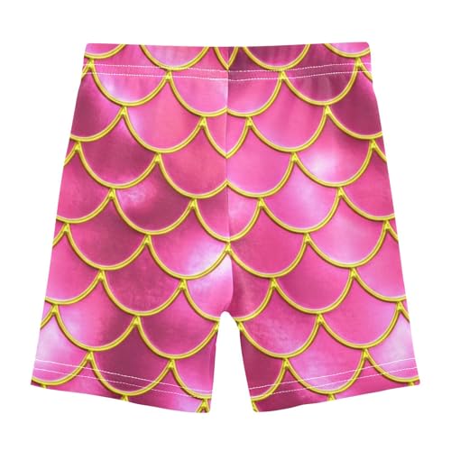 Mermaid Fish Scales Pink Toddler Biker Shorts Girls 4t Shorts for Under Dresses Cotton Dance Clothes2