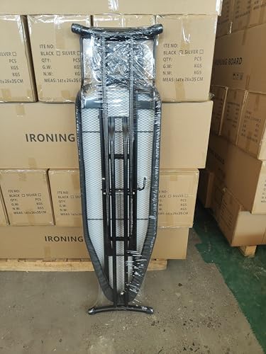 CozyCraft Large Ironing Board With Iron Rest, 121×41cm Folding, Height Adjustable With Heat Resistant Cover and Anti-Slip Iron Stand, Black - Image 10