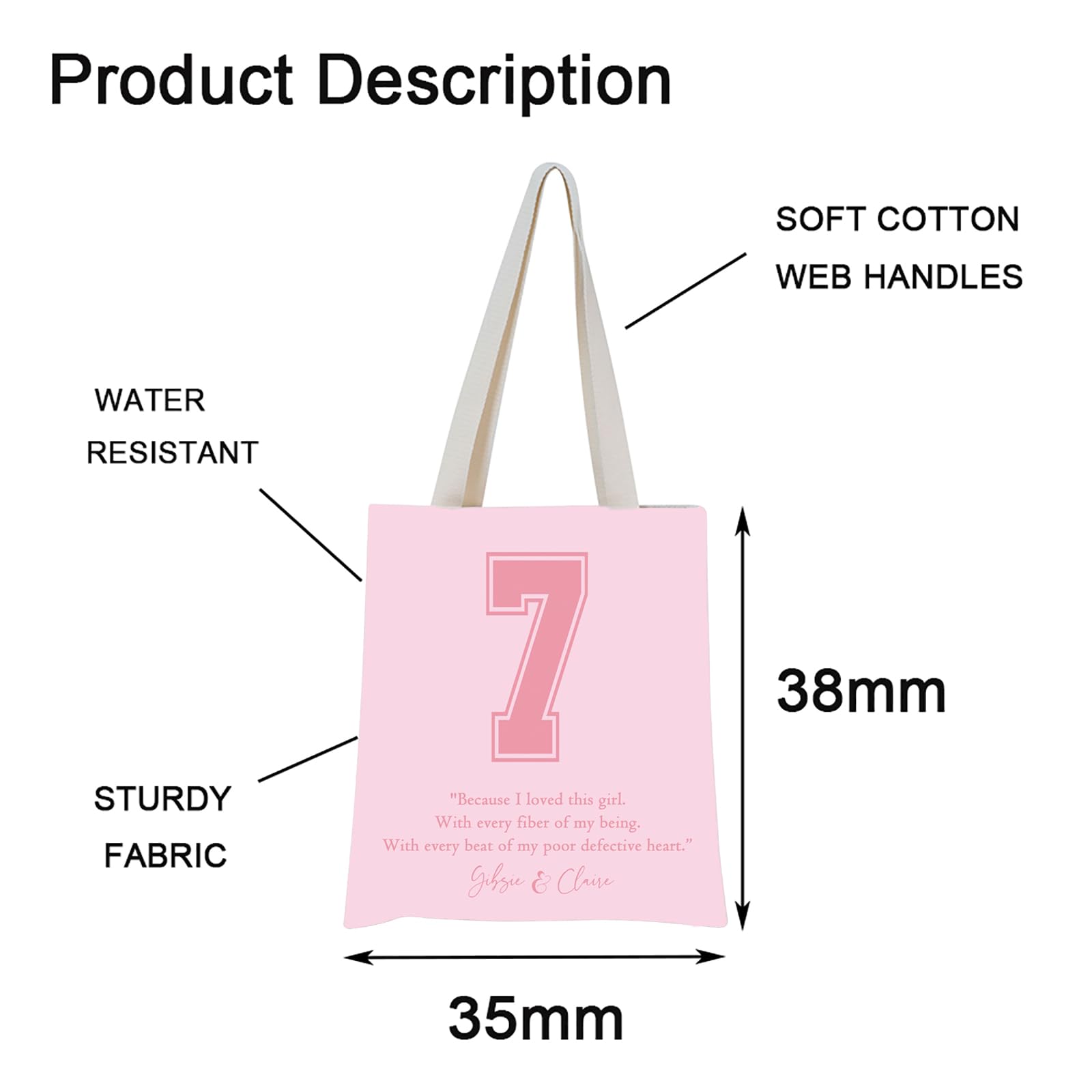 Boys of Tommen Series Taming 7 Inspired Gift C Walsh Merchandise Gibsie and Claire Quote Gift for Romance Book Lover (7 Tote) - Image 2