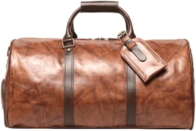 Men's Hand Held Travel Bag Cowhide for Business Trips Cross Body Large Capacity Fitness