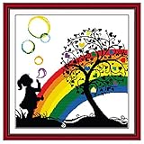 Full Range of Embroidery Starter Kits Stamped Cross Stitch Kits Beginners for DIY Embroidery with 40 Pattern Designs - Bubble Girl