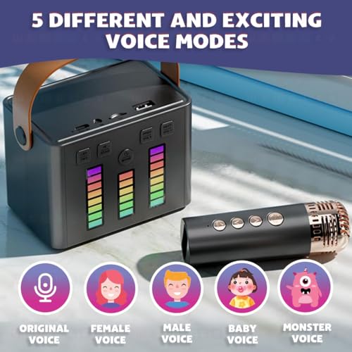 Image of Wembley Karaoke Set with Mic & Speaker| Wireless & Bluetooth Singing Tool for Kids| Portable Karaoke Set with 5 High-Modulation Fun Voices| Ideal for Parties, Picnics, or Travel Time Fun (Black)