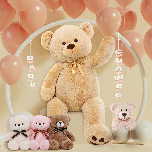 Tezituor 5 Feet Giant Teddy Bear Stuffed Animals - Life Size Large Plush Teddy Bear With Footprints - Fluffy Hug Big Plush Teddy Bear Valentines Day Gift For Girlfriend Kids, Brown #TOP3