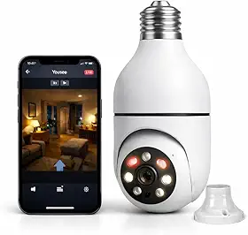 Câmera de Segurança Lâmpada Bivolt WiFi IP Full HD com Áudio Bidirecional, Visão Noturna 1080P, Detecção de Movimento, Giratória 360°, Prova D'água, Monitoramento pelo Celular App Yoosee
