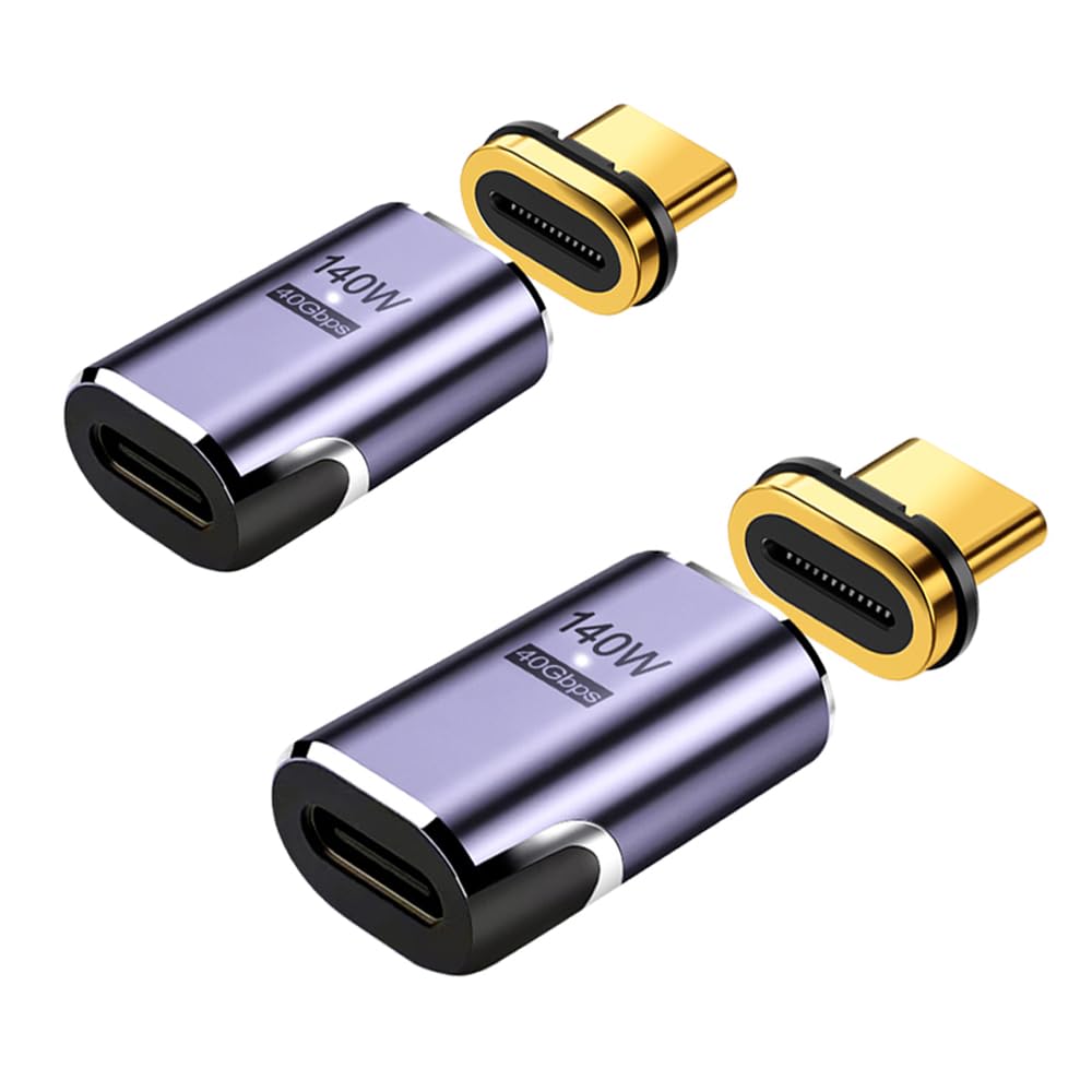 USB-Cマグネット式変換アダプタ 2個セット USB4.0対応 8K@60Hz映像出力 40Gbps高速データ転送 140W急速充電対応 For サンダーボルト3/Type-Cデバイスに最適 For Nintendo Switch、MacBook Pro、Galaxy S8対応 磁石コネクタで簡単接続