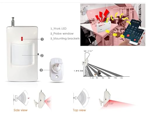 Dual Antenna Wireless Home Office House Security Burglar Gsm Alarm System Auto Dialer Sms Sim Call Wireless Door/Window Sensor & Wireless Motion Detector Sensor #TOP6
