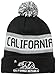US Cities California Republic Bear Cuff Pom Pom Beanie Knit Hat Cap - Many Colors (One Size, Black Whtie)
