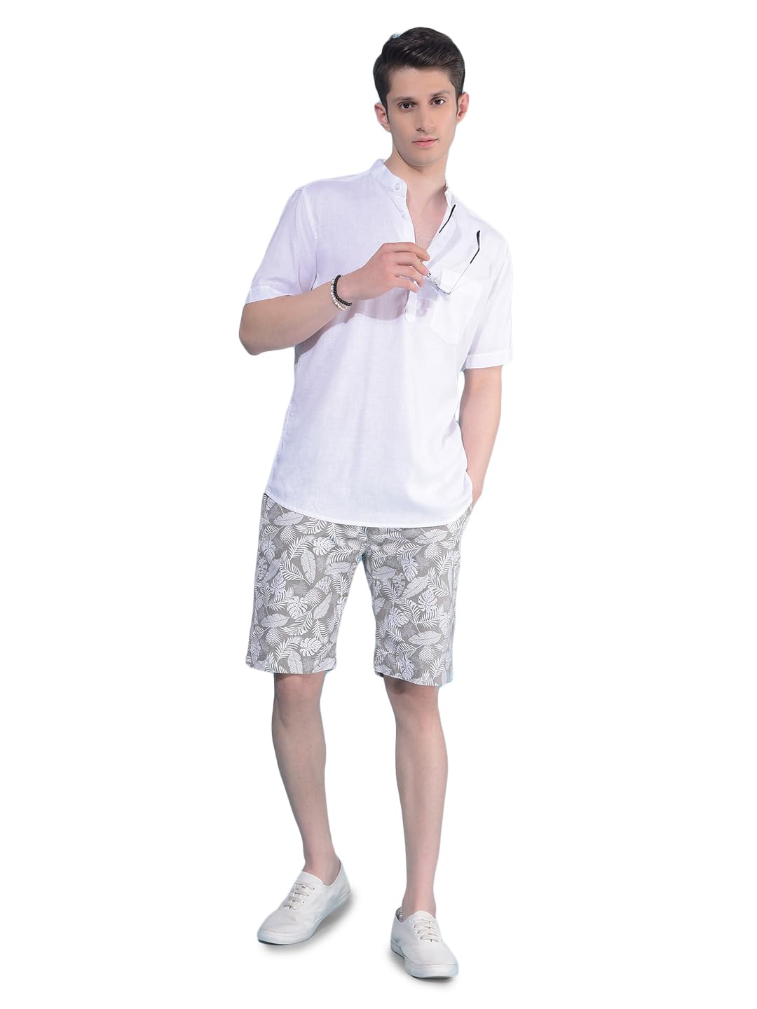crimsoune club Men's Grey Floral Print 100% Cotton Lounge Shorts-picture-26