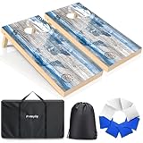 Pennpliy 4'x2' Solid Wood Cornhole Board Set, Corn Hole Boards Set, Lightweight Corn Hole Set Includes 2 Cornhole Boards, 8 Cornhole Bean Bags & Carry Case for Outdoor Games (CH27 4'x2' Cornhole Set)