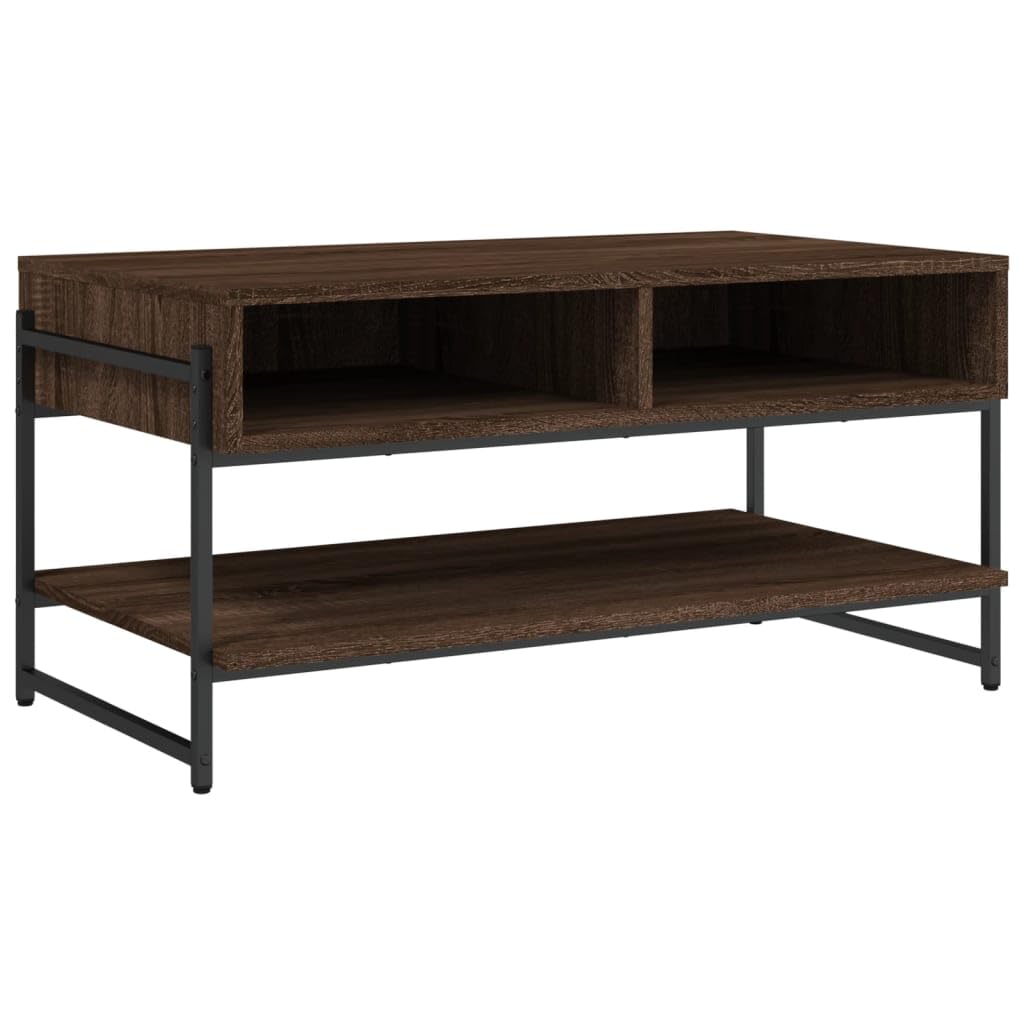 Homgoday Salontafel eiken rookgrijs 100 x 50 x 45 cm meerlaags hout salontafel salontafel tafel voor kantoor slaapkamer tuin