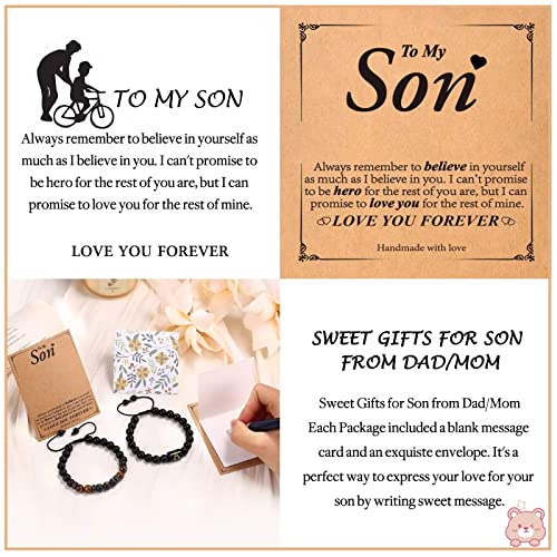 Storup Fathers Day Bracelets Gifts For Son, Mens Bracelet Gifts For Son Tiger Eye & Black Agate Stone Initial Obsidian Bracelets For Boys Christmas Graduation Fathers' Day Birthday Gifts For Son From Mom(K) #TOP7