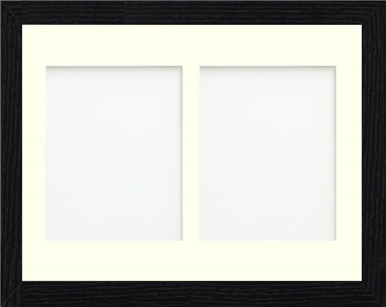 Online2home Ivory Osuk 12X10 Inch Black Picture Photo Frame With 2 Aperture Mount For Image Size 7X5 Inch Portrait - Fitted With Perspex Sheet