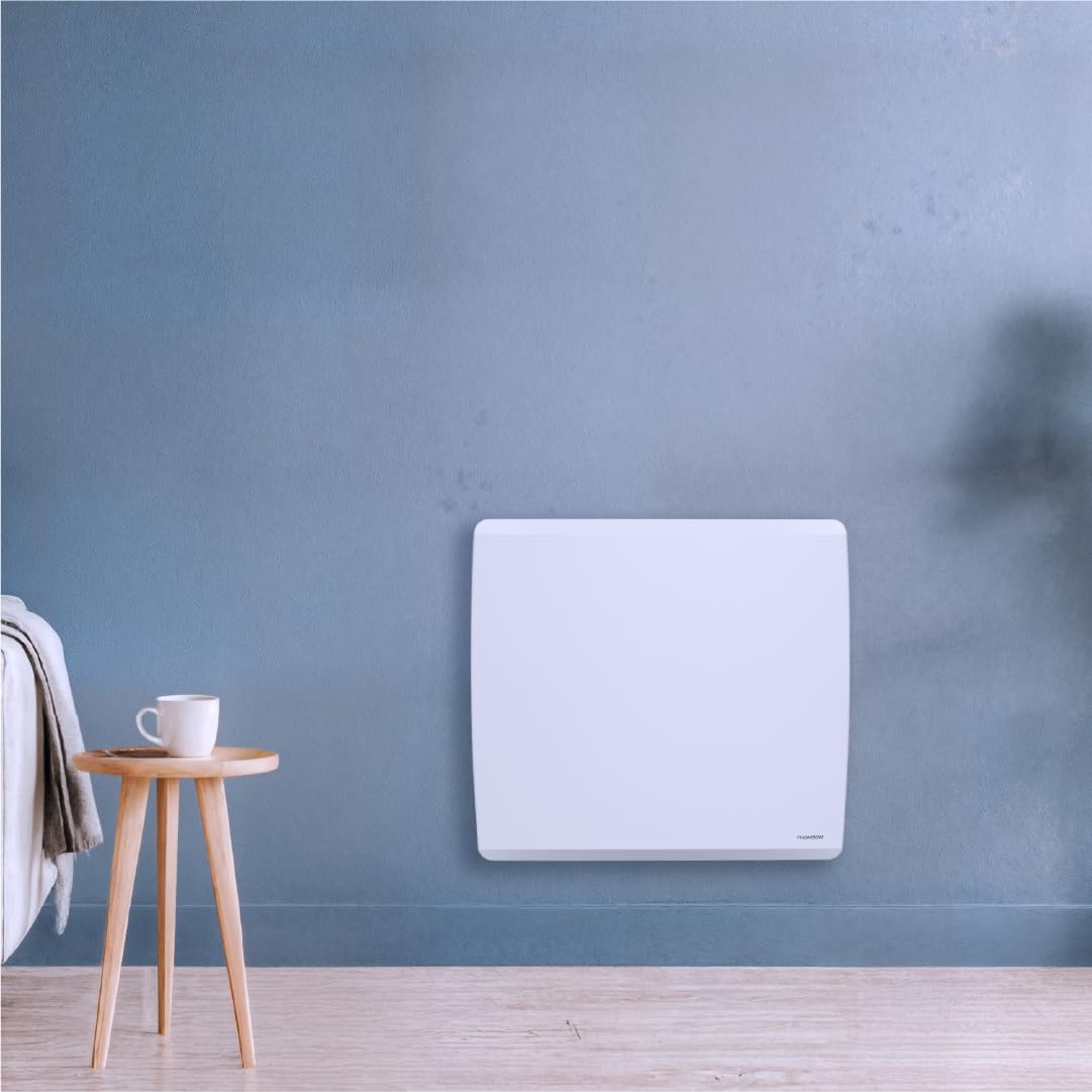 THOMSON - Radiatore elettrico fisso collegato WiFi a inerzia secca ceramica + pellicola con termostato intercambiabile 1500 W THOMSON MOLY orizzontale bianco