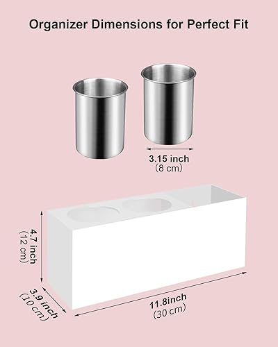 Miniatura 6 de Organizador de herramientas para el cabello, soporte para secador de pelo con copas de acero a prueba de calor, organizador de tocador acrílico para