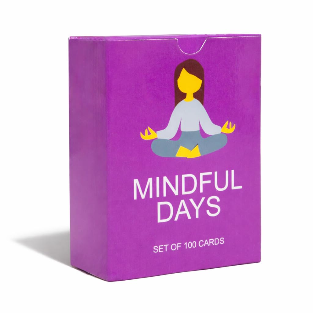 BayWel 100 Mindful Days - Daily Mindful Activity Cards – Self-Care & Gratitude Prompts for All Ages | Portable Travel Deck for Mental Wellness, Focus