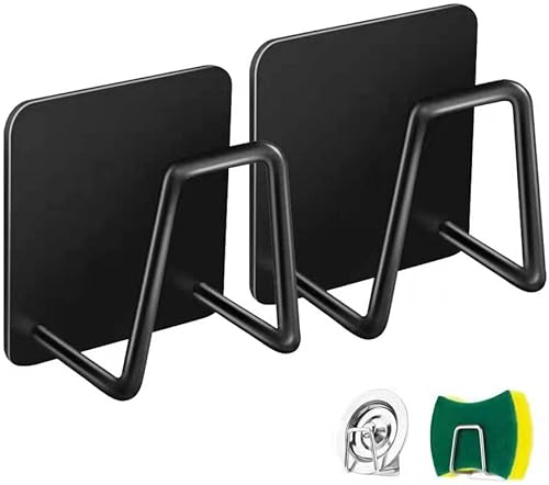 ESINAM 2 soportes de esponja para fregadero de cocina, soporte de esponja pequeño adhesivo fuerte, resistente al óxido e impermeable, tamaño mínimo,