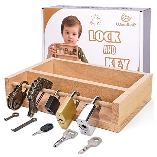 Woodtoe Montessori Lock and Key Toy Set for Kids, Educational Lock Set Keys, Wooden Learning Montessori Materials Gift for 3 4 5 Years Old Toddlers, Preschool, Home Classroom STEM Educational Toys