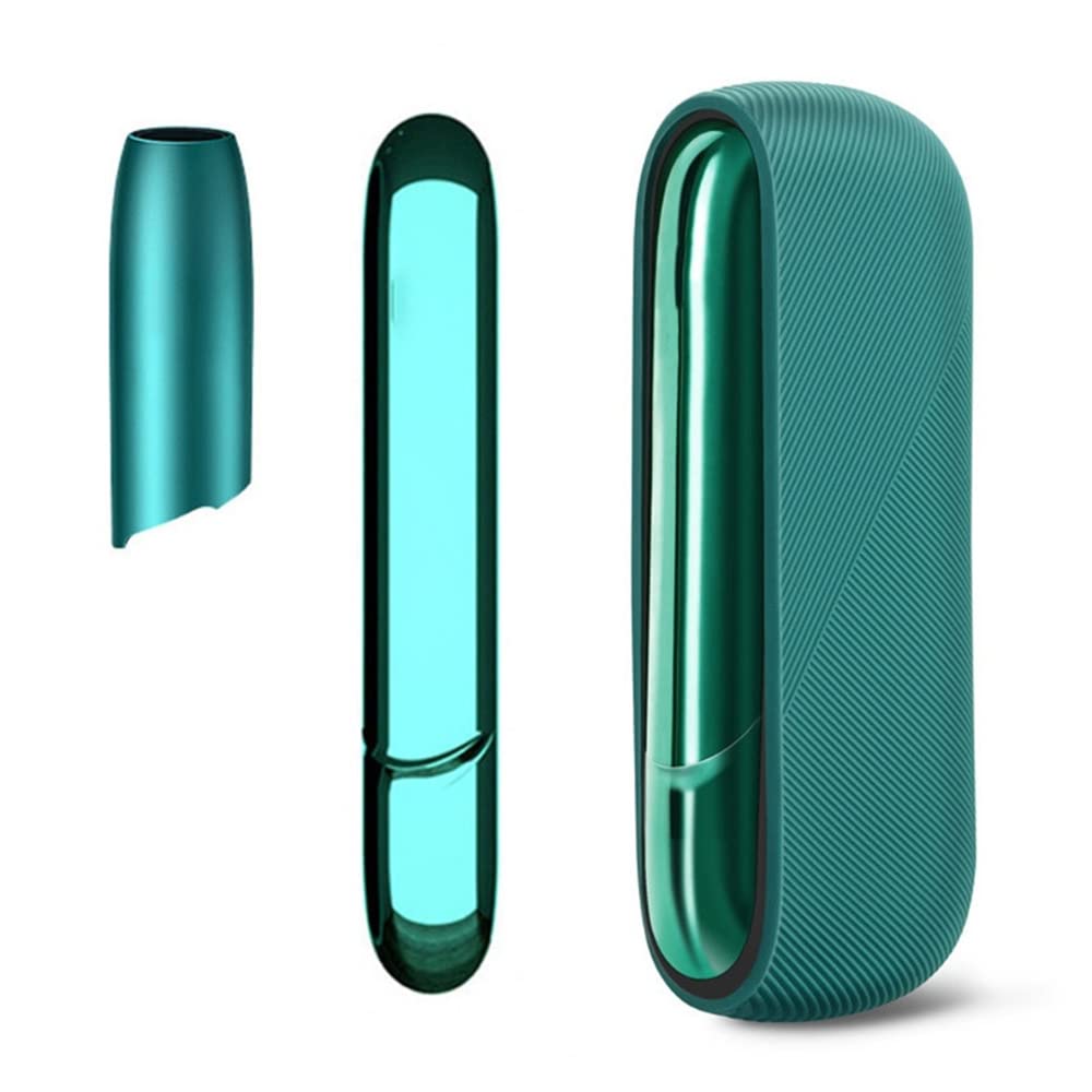 Protective Cases for -IQOS 3.0 Duo,Cap+Case+Side 3 in 1,Silicone PC Side Cover For Electronic Cigarette,Decoration Replaceable Accessories Set (green)