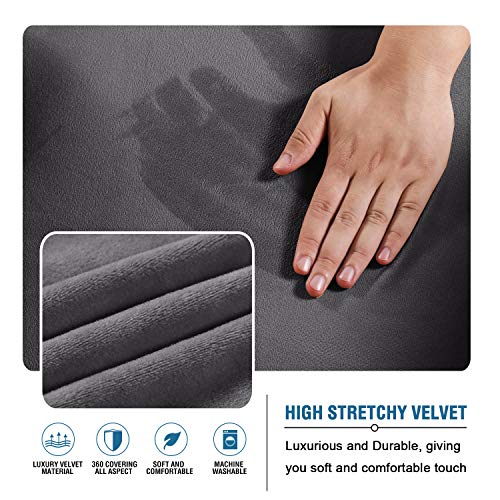 Real Velvet Futon Cover Armless Sofa Covers Sofa Bed Covers Stretch Futon Couch Cover Sofa Slipcover Furniture Protector Feature Thick Soft Cozy Velvet Fabric Form Fitted Stay In Place, Grey #TOP2