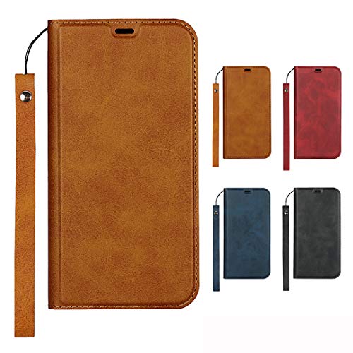 Elick iPhone 12 mini ケース カバー 手帳型 超薄型 軽量 アイフォン 12 ミニ ケース 手帳型 高級PUレザー マグネット式 ストラップ付き カード収納 スタンド機能 iPhone12 mini ケース カバー スマホケース ブラウン