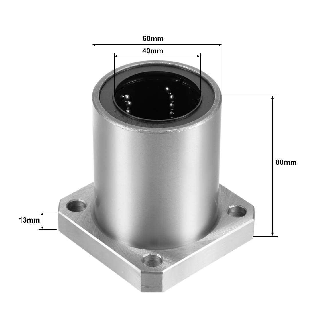 uxcell LMK40UU Square Flange Linear Ball Bearings, 40mm Bore Dia, 60mm OD, 80mm Length
