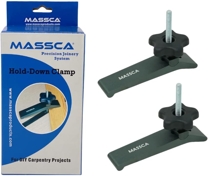 Massca T-Track Hold Down Clamps, Set of 2, Heavy-Duty Metal Holding Braces for Workshop and Woodworking, Secure T-Bolt, Supports Drill Presses, Routers, CNC Machines, and Jigs