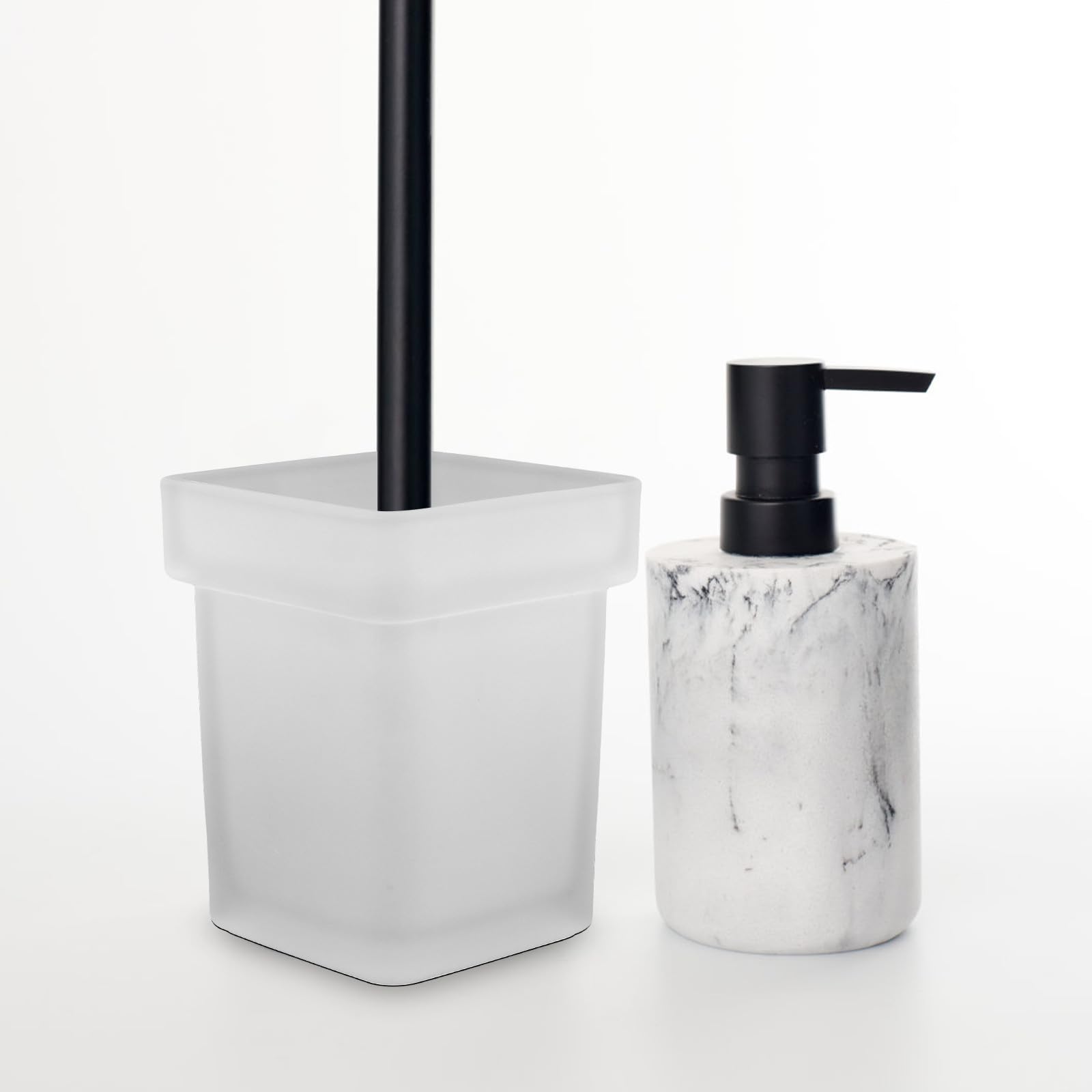 SHINEOFI Escobillero de Cerámica para Baño Diseño Cuadrado y Base Fácil de Limpiar, Adecuado para Hogares y Lugares Públicos, Versátil y Práctico