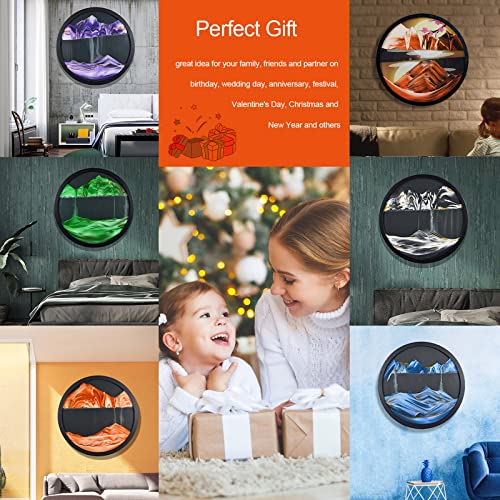 Bbyyt Moving Sand Art, Sand Art Liquid Motion, Wall Mounted Rotate Sculpture, Wall Art Deep Sea Sandscape Room Decoration,Relaxing Mood Home Office Work Decor(Orange-Black Background, 23.6'') #TOP5