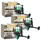 Zite Fishing Forellenrolle mit monofiler Schnur bespult - Angelrolle fürs Forellen-Angeln - 1BB Trout Reel mit 0,20mm Schnur - 3 Stück Set