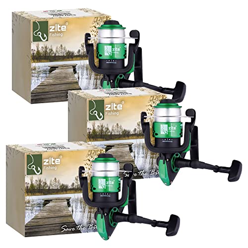 Zite Fishing Forellenrolle mit monofiler Schnur bespult - Angelrolle fürs Forellen-Angeln - 1BB Trout Reel mit 0,20mm Schnur - 3 Stück Set