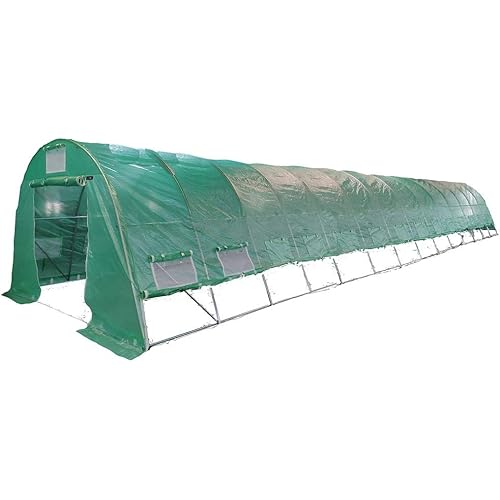 Delta 46'x13' Greenhouse (Weighing 306 lbs), Heavy Duty Hothouse Nursery,Large Walk-in Tunnel Design Greenhouses for Outdoor, Upgraded Frame and Reinforced PE Cover,Screen Vents