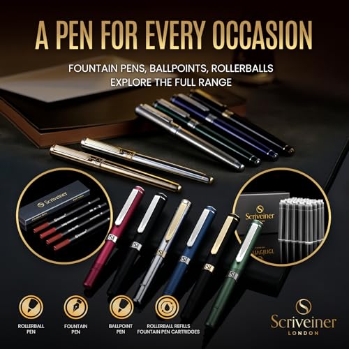 Scriveiner-Personalized-Silver-Chrome-Pen-Stunning-Luxury-Pen-with-24K-Gold-Finish-Schmidt-18K-Gilded-Nib-Medium-Best-Engraved-Fountain-Pen-Gift-Set-for-Men-Women-Custom-Name-Engraving