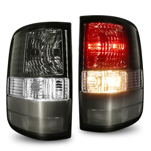 KIGEMOS Smoked Tail Lights Pair with Bulbs Compatible with Ford F-150 2004 2005 2006 2007 2008 Driver & Passenger Side Blackout Style Rear Lamps